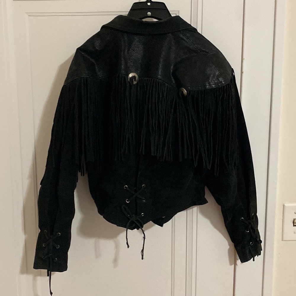 Black vintage fringe jacket